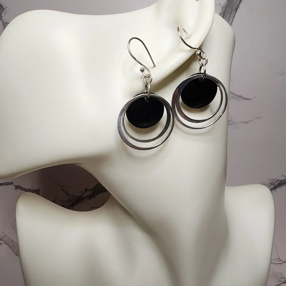 925 Dangle double Hoop Earrings
